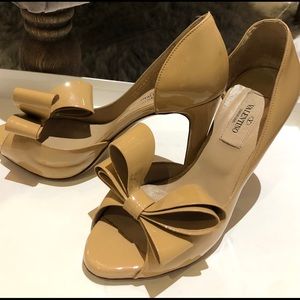 Valentino patent leather peep toe heels